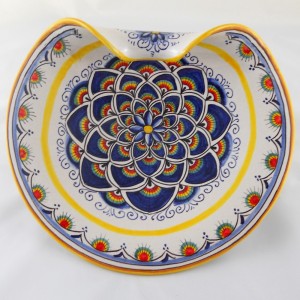 CENTRO TAVOLA CON RICCIO “ROSONE DI OCCHI DI PENNA DI PAVONE” DA CM. 25