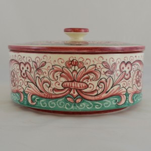 BISCOTTIERA TONDA “FONDO ROSSO E VERDE”