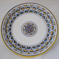 PIATTO DA TAVOLA PIANO “PENNE DI PAVONE CELESTE” DA CM 26