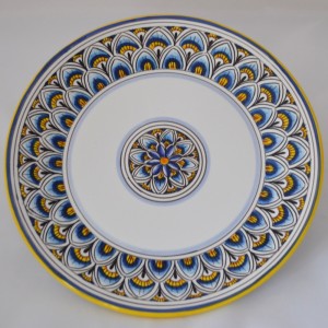 PIATTO DA TAVOLA PIANO “PENNE DI PAVONE CELESTE” DA CM 26