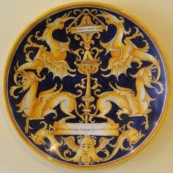 PIATTO DA PARETE ANTICO “MOSTRI A GROTTESCHE” DA CM. 40
