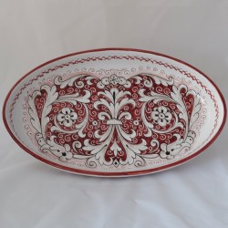 VASSOIO OVALE LISCIO ALTO “FONDO ROSSO”  CM. 50