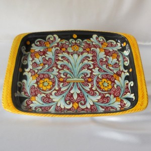 RECTANGULAR TRAY “FONDO ROSSO E NERO” CM. 40